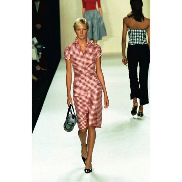 Ralph Lauren Collection Silk Shirt Dress Runway 2000 Plaid Check Button Front XS - Picture 1 of 16